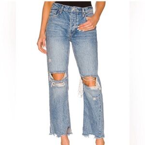 Free People Blue Ankle Cropped Jeans
